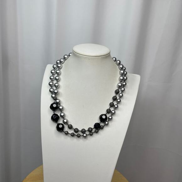 Furla Italy Italian beaded necklace gray and black beads long, wrappable jewelry - Picture 15 of 16
